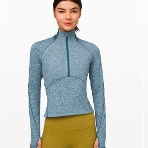 Lululemon Always Alert 1/2 Zip Heathered Petrol Blue